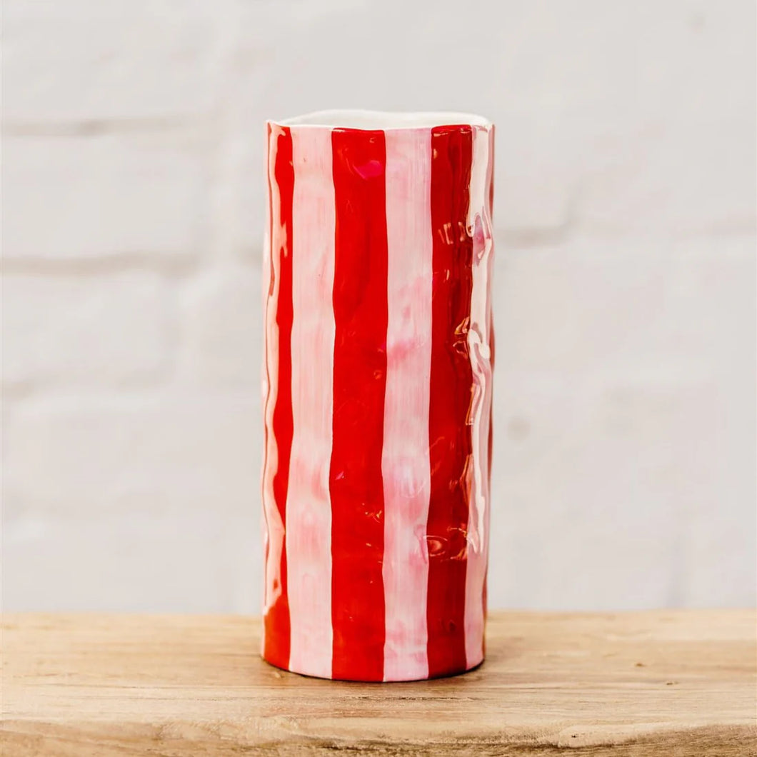 Medium Vase | Red & Pink Stripe