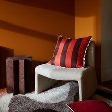 Load image into Gallery viewer, Big Stripe Burgundy Cushion