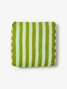 Boucle Stripe Pouffe | Olive Green