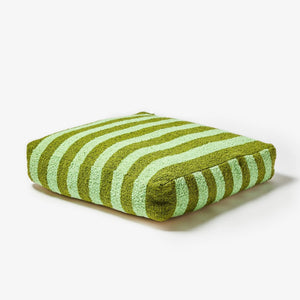 Boucle Stripe Pouffe | Olive Green