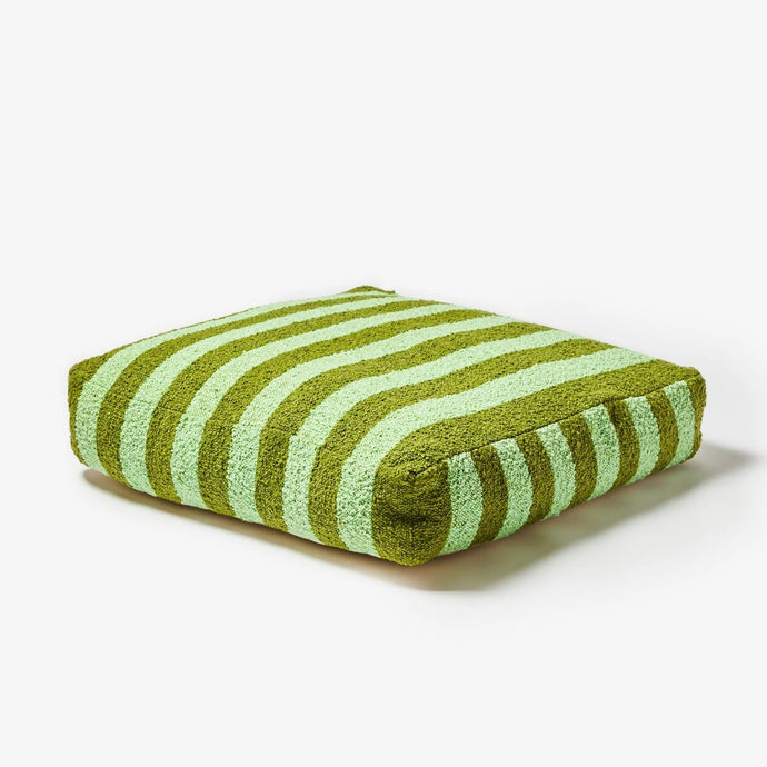 Boucle Stripe Pouffe | Olive Green