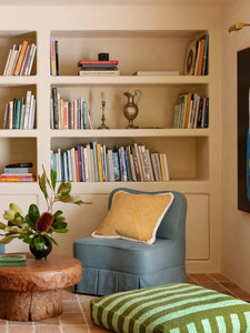 Boucle Stripe Pouffe | Olive Green