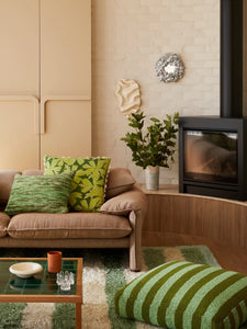 Boucle Stripe Pouffe | Olive Green