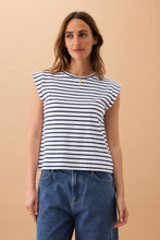 Load image into Gallery viewer, Extended Shoulder Tee|Navy Stripe