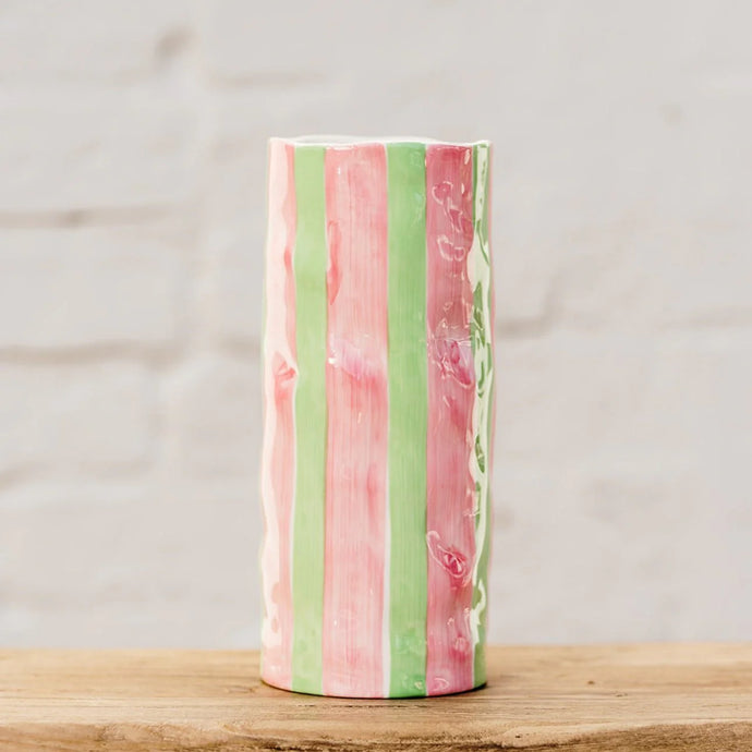 Pink & Green Stripe Vase