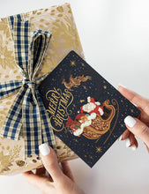 Load image into Gallery viewer, Navy and Gold Foil Tartan Ribbon
