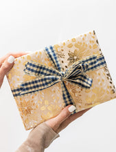 Load image into Gallery viewer, Navy and Gold Foil Tartan Ribbon