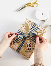 Load image into Gallery viewer, Navy and Gold Foil Tartan Ribbon