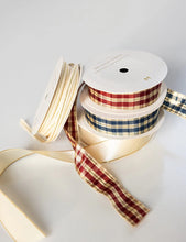 Load image into Gallery viewer, Navy and Gold Foil Tartan Ribbon