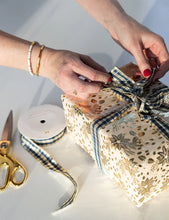 Load image into Gallery viewer, Navy and Gold Foil Tartan Ribbon