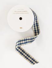 Load image into Gallery viewer, Navy and Gold Foil Tartan Ribbon