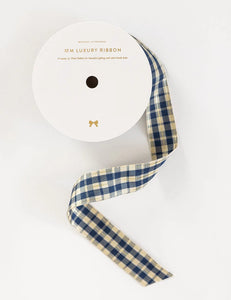 Navy and Gold Foil Tartan Ribbon