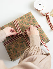 Load image into Gallery viewer, Red and Gold Foil Tartan Ribbon