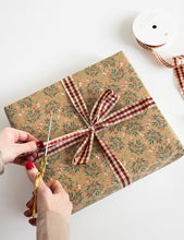 Load image into Gallery viewer, Red and Gold Foil Tartan Ribbon