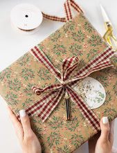 Load image into Gallery viewer, Red and Gold Foil Tartan Ribbon