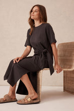 Load image into Gallery viewer, Allora Tie Midi Tee Dress | Phantom