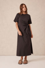 Load image into Gallery viewer, Allora Tie Midi Tee Dress | Phantom