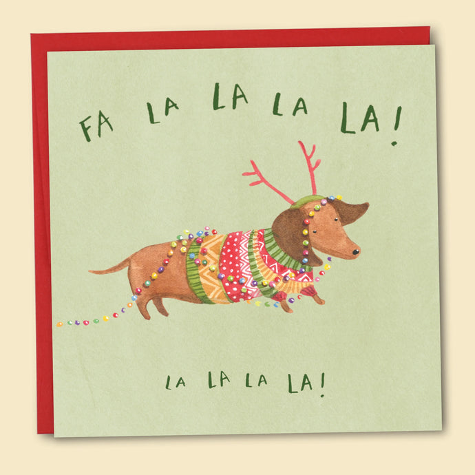 Fa La La La Dachshund card