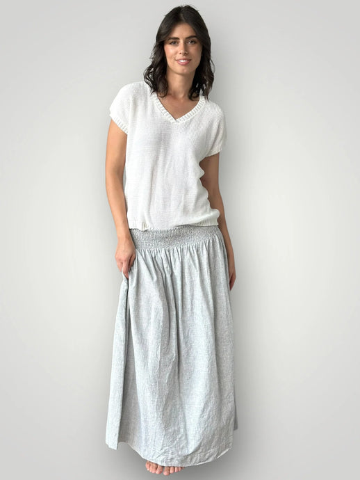 Lulu Skirt | Fine Grey Stripe