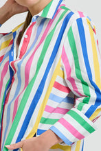 Load image into Gallery viewer, Colorful striped shirt dress with multicolor pattern