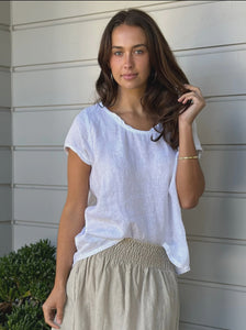 Ellie Round Neck Top | White