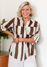 Load image into Gallery viewer, Stripe Shirt | Choc/White