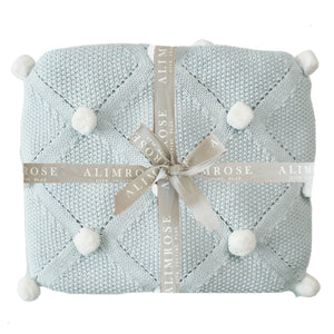 Pom Pom Baby Blanket | Powder Blue
