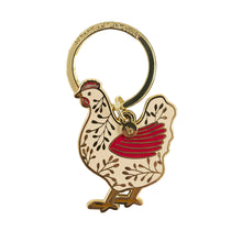 Load image into Gallery viewer, Keychain shaped like a rooster with a red heart on a white background