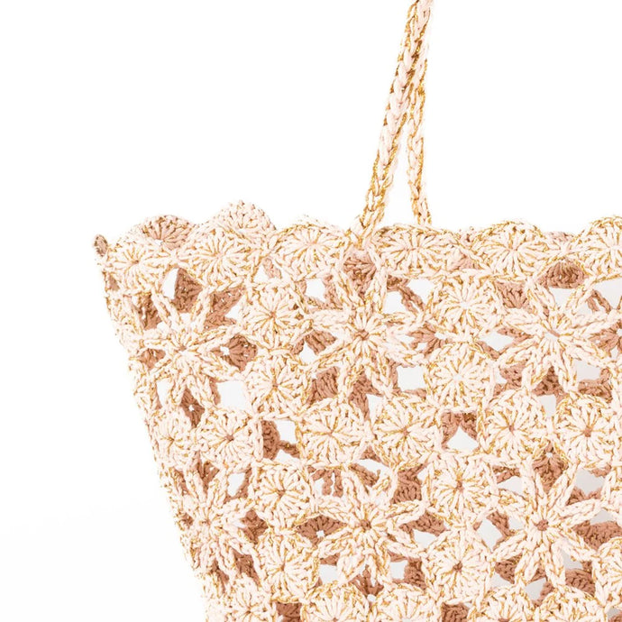 Jane | Crochet Basket | Powder Pink + Gold