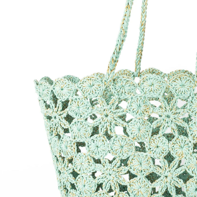 Jane | Crochet Basket | Lagoon+ Gold