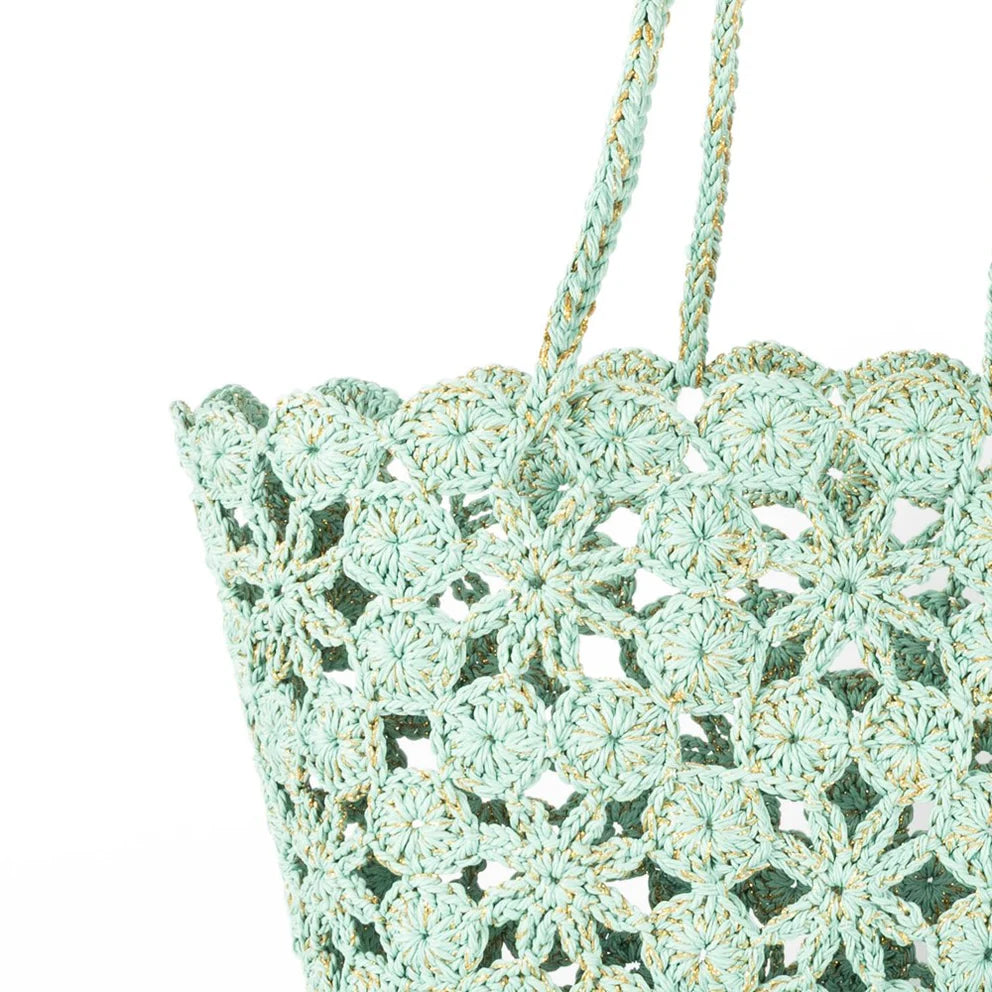 Jane | Crochet Basket | Lagoon+ Gold