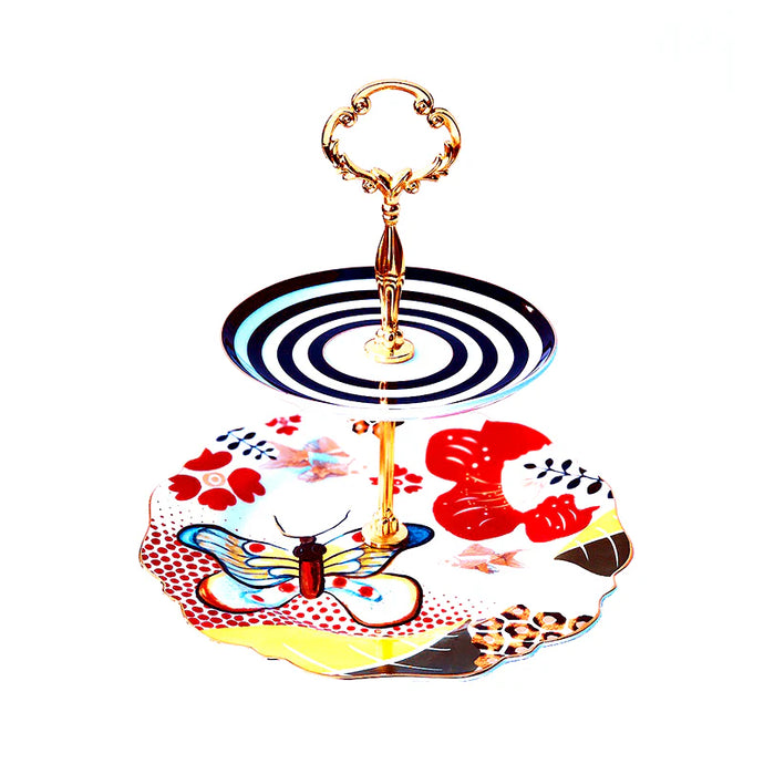 Butterfly & Stripe High Tea Stand