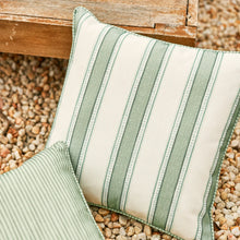 Load image into Gallery viewer, Sailor Green Stripe Reversible Outdoor Cushion
