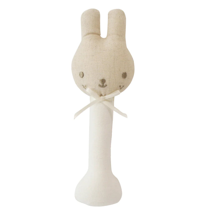 Linen Bunny Stick Rattle