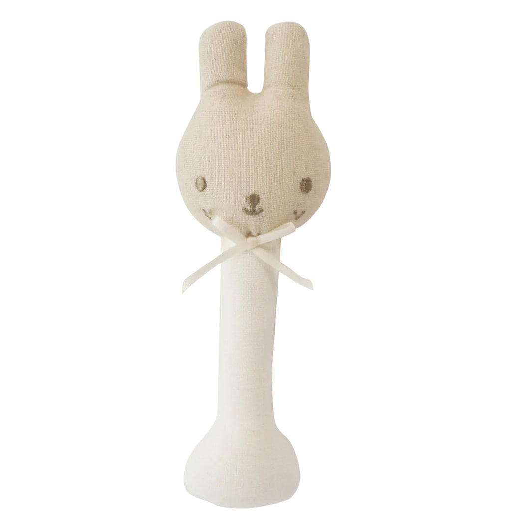 Linen Bunny Stick Rattle