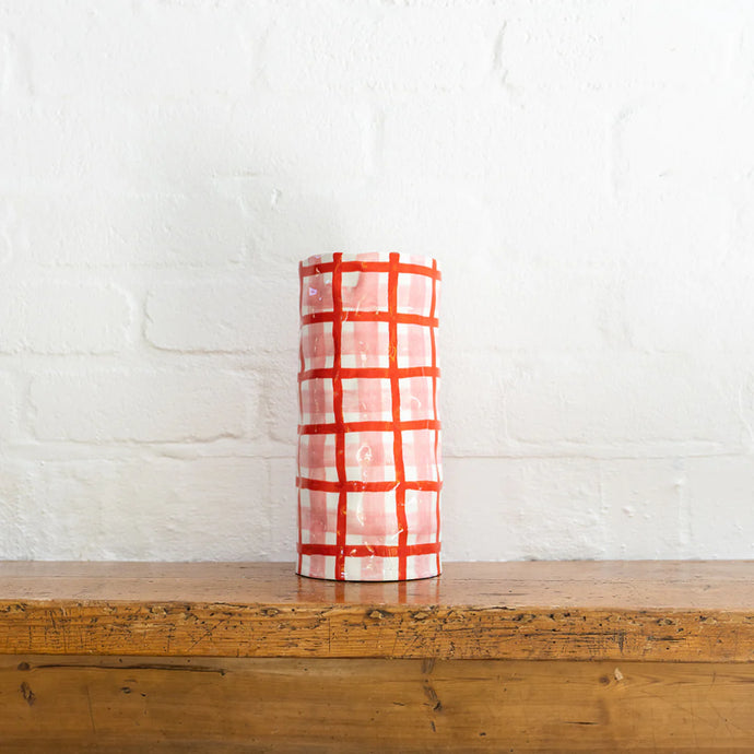 Pink & Red Gingham Vase