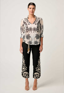 Oleander Cotton Silk Shirred Blouse | Imperial Stones
