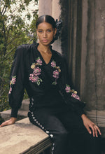 Load image into Gallery viewer, Catalina Cotton Silk Blouse | Black Flores