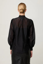 Load image into Gallery viewer, Catalina Cotton Silk Blouse | Black Flores