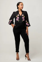Load image into Gallery viewer, Catalina Cotton Silk Blouse | Black Flores