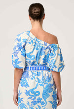 Load image into Gallery viewer, Juno Viscose One Shoulder Top in Azure Mosaic