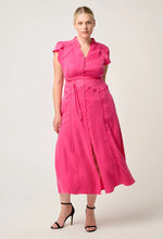 Load image into Gallery viewer, Athena Cupro Viscose Flutter Sleeve Dress in Celosia Pink