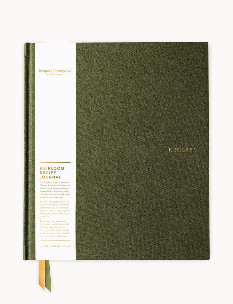 Heirloom Recipe Book Journal | Basil Green