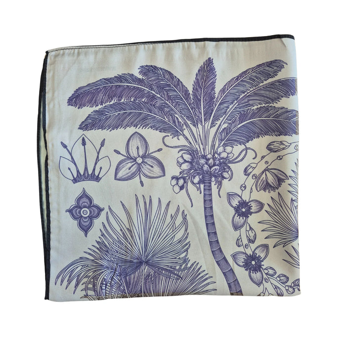 Satin Scarf | Blue/Cream