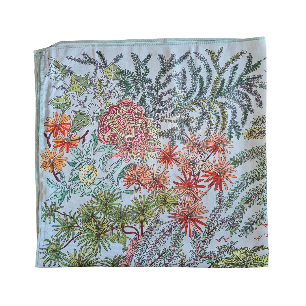 Satin Scarf | Green Flora