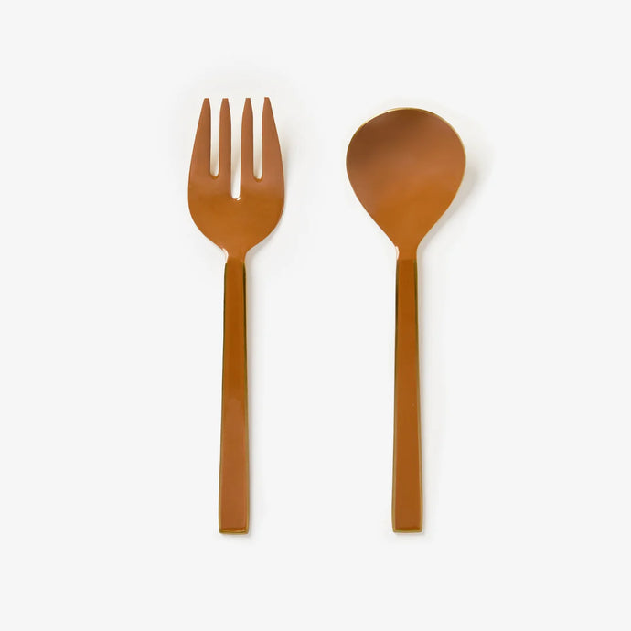 Enamel Tan Salad Servers (Set of 2)