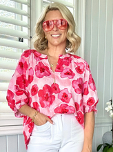 Load image into Gallery viewer, Pink Poppy Floral Blouse