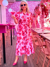 Load image into Gallery viewer, Pink Poppy Floral Midi Dress