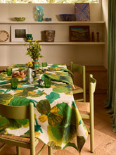 Load image into Gallery viewer, Wild Pansy Verde Linen Tablecloth | Large