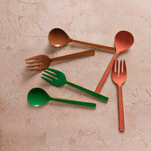 Load image into Gallery viewer, Enamel Tan Salad Servers (Set of 2)